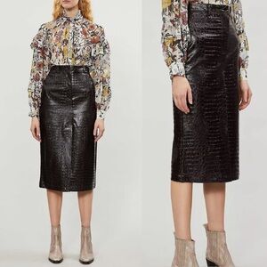 NWT Topshop Croc Embossed Faux Leather Pencil Skirt